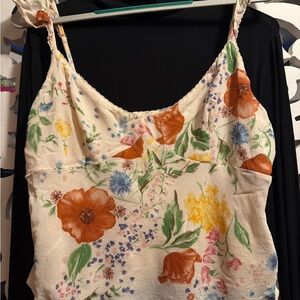 Reformation Cream and Orange Ruched Bustier Camisole